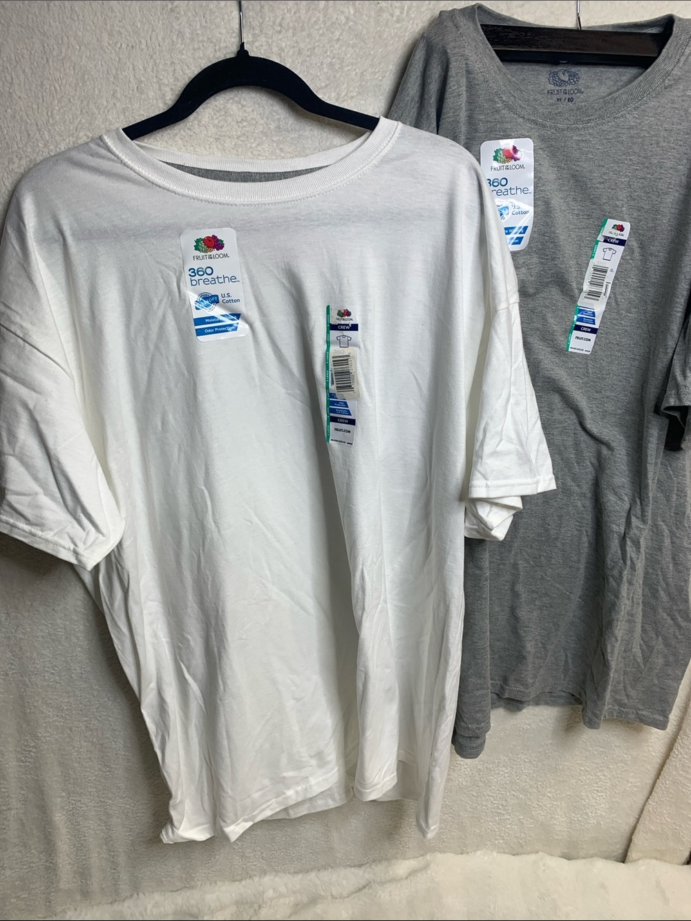 Fruit of the Loom Short Sleeve Crew Tees - White & Gray